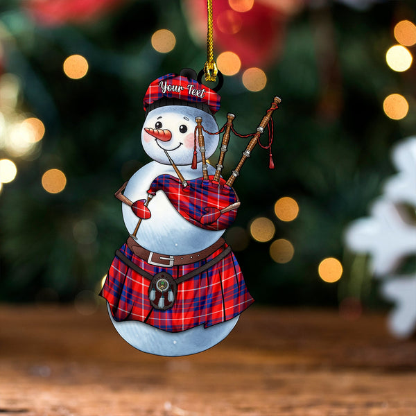 Hamilton Modern Clan Badge Tartan Wood Acrylic Ornament Snowman Bagpipe Personalized