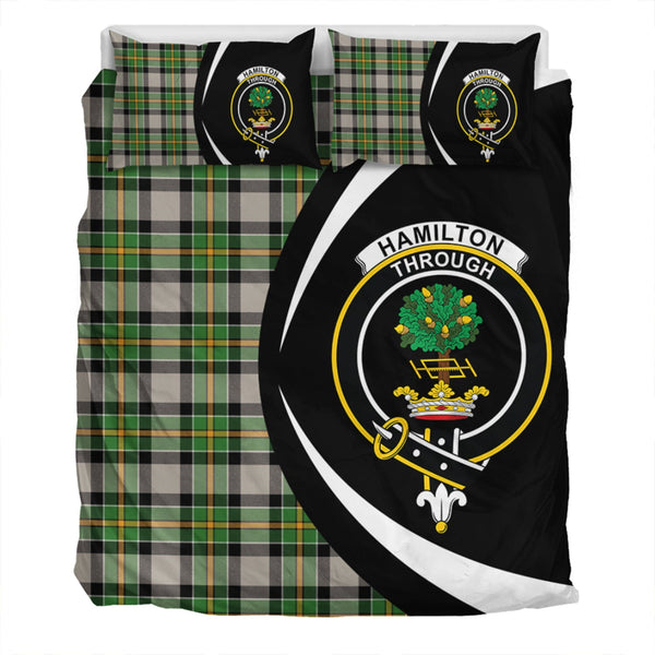 Hamilton of Brandon Ancient Clan Badge Tartan Bedding Set Circle Style