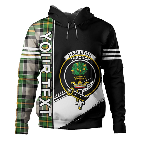 Hamilton of Brandon Ancient Clan Badge Tartan Hoodie Quarter Style Personalized