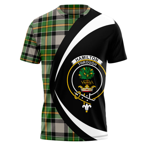 Hamilton of Brandon Ancient Clan Badge Tartan T-Shirt Circle Style Personalized