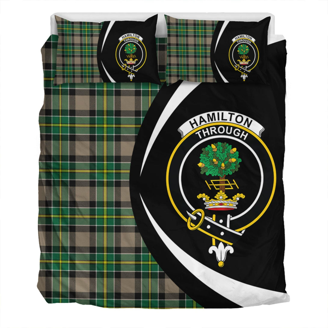 Hamilton of Brandon Modern Clan Badge Tartan Bedding Set Circle Style