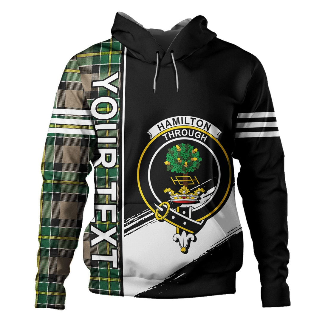 Hamilton of Brandon Modern Clan Badge Tartan Hoodie Quarter Style Personalized