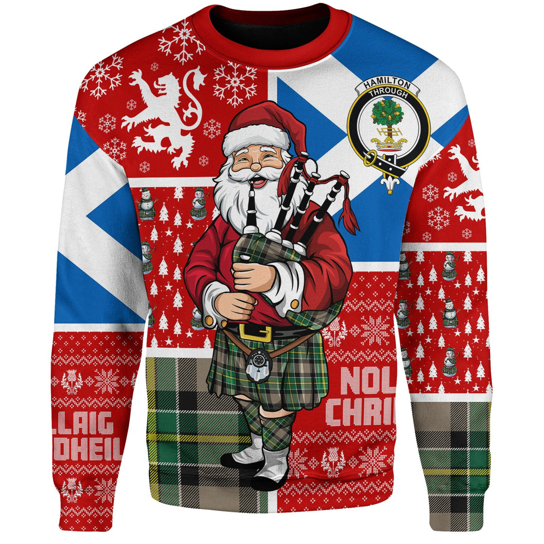 Hamilton of Brandon Modern Clan Badge Tartan Sweatshirt Scotland Christmas Santa