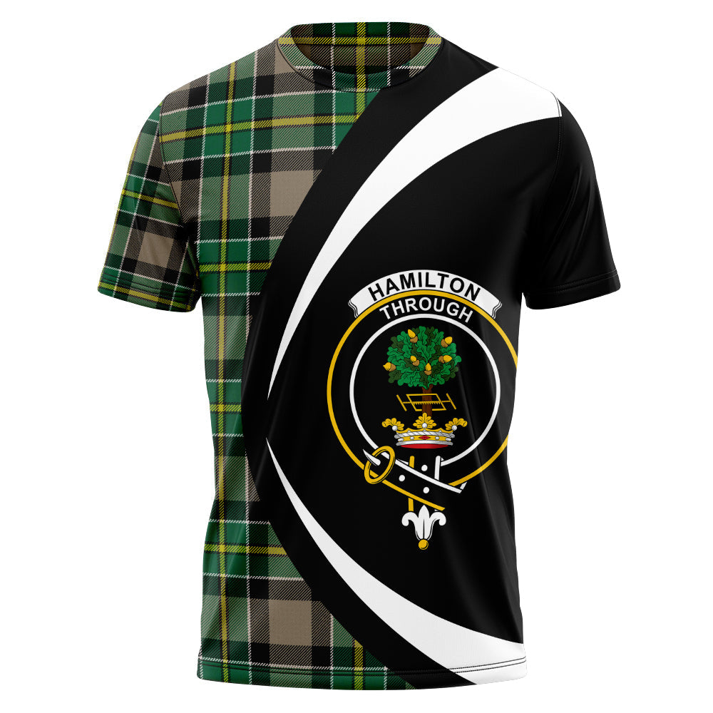 Hamilton of Brandon Modern Clan Badge Tartan T-Shirt Circle Style Personalized