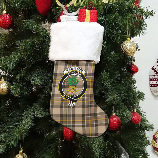 Hamilton of Brandon Weathered Clan Badge Tartan Christmas Stocking