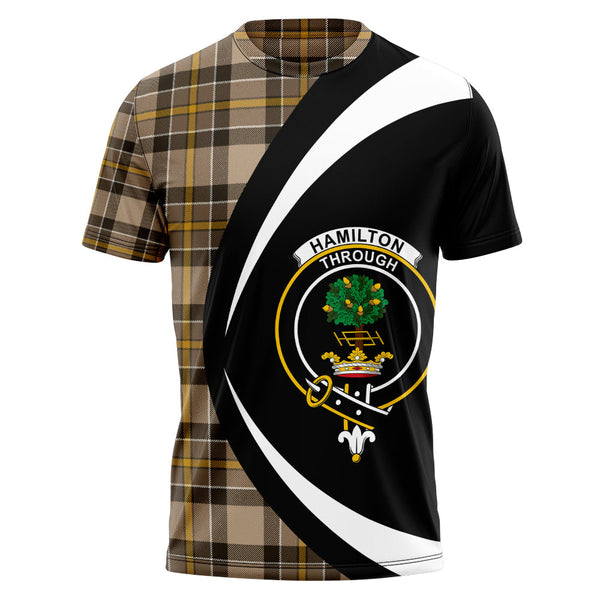 Hamilton of Brandon Weathered Clan Badge Tartan T-Shirt Circle Style Personalized