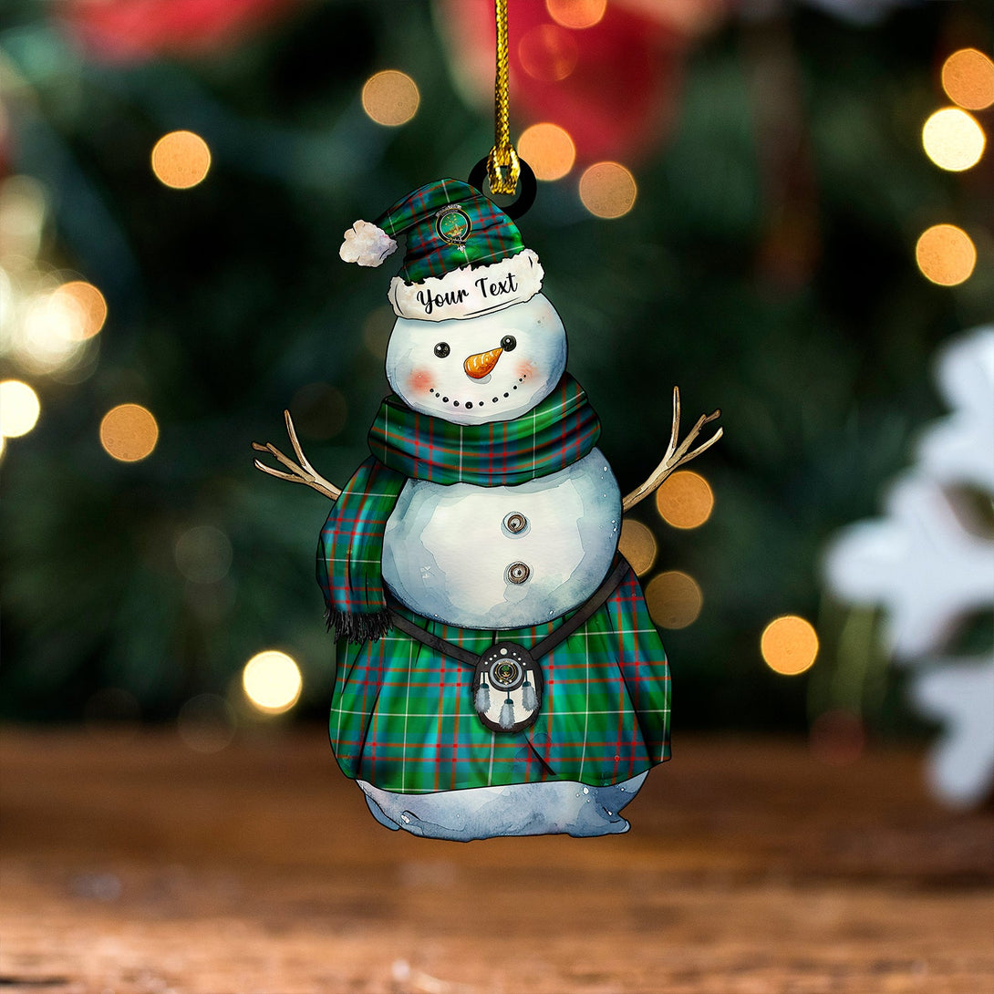 Hamilton of Clayton Ancient Clan Badge Tartan Wood Acrylic Ornament Snowman Warrior Personalized