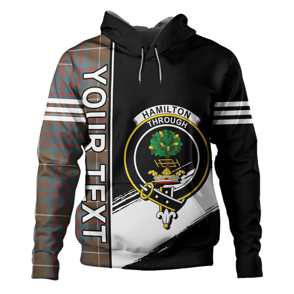 Hamilton of Clayton Weathered Clan Badge Tartan Hoodie Quarter Style Personalized