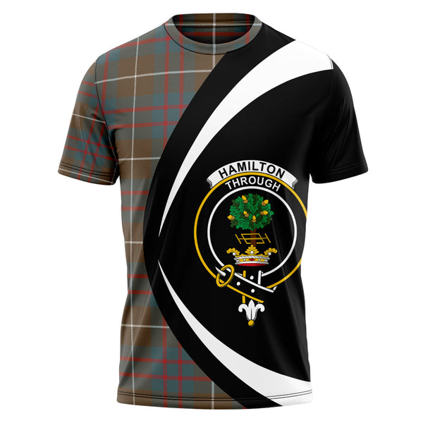 Hamilton of Clayton Weathered Clan Badge Tartan T-Shirt Circle Style Personalized