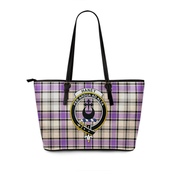 Haney Ancient Clan Badge Tartan Leather Tote Bag