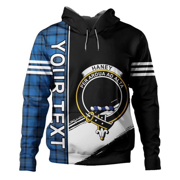 Haney Blue Ancient Clan Badge Tartan Hoodie Quarter Style Personalized