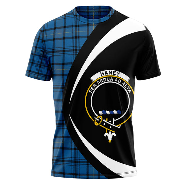 Haney Blue Ancient Clan Badge Tartan T-Shirt Circle Style Personalized