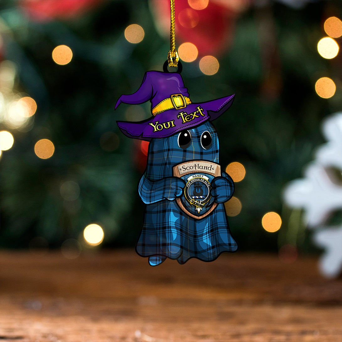 Haney Blue Ancient Clan Badge Tartan Wood Acrylic Ornament Halloween Ghost