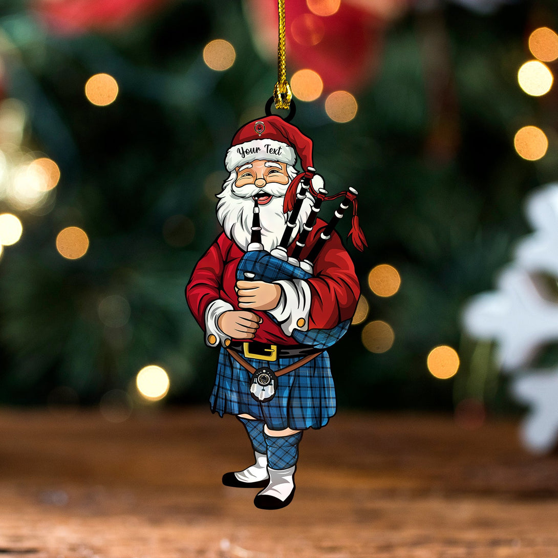 Haney Blue Ancient Clan Badge Tartan Wood Acrylic Ornament Santa Personalized