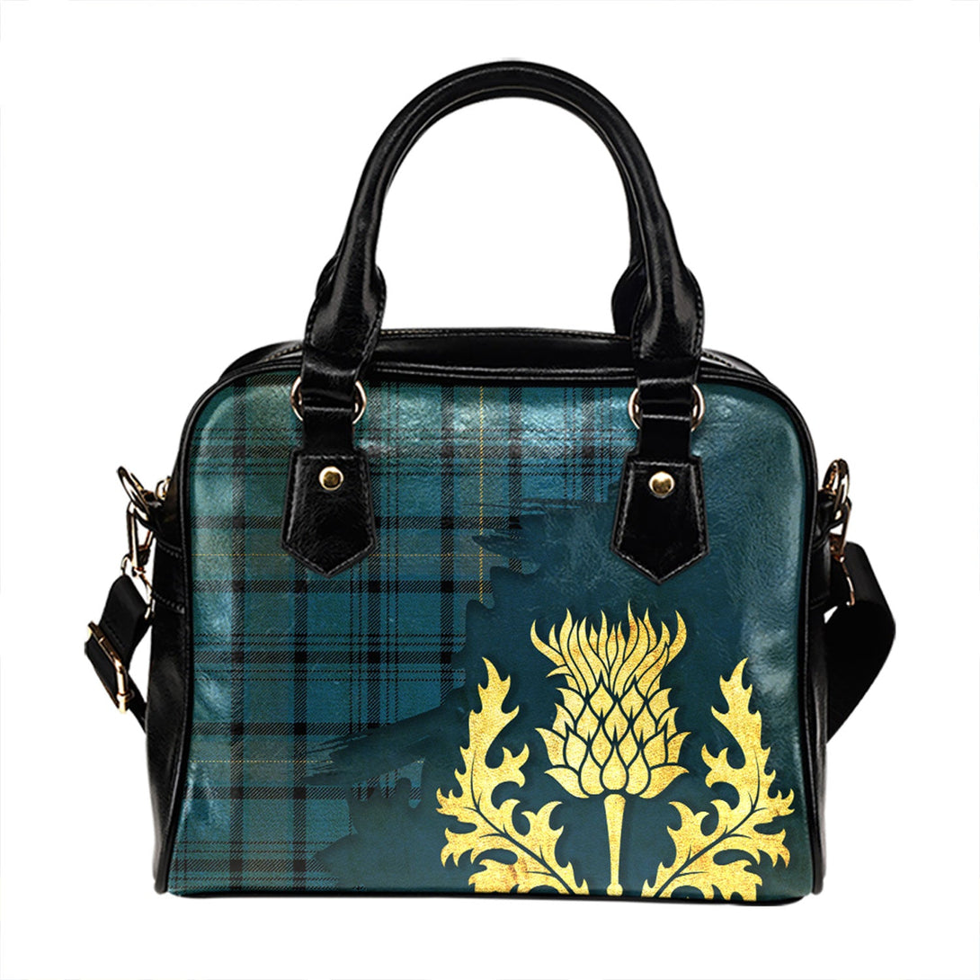 Haney Blue Ancient Tartan Shoulder Handbag Thistle Oldest Style