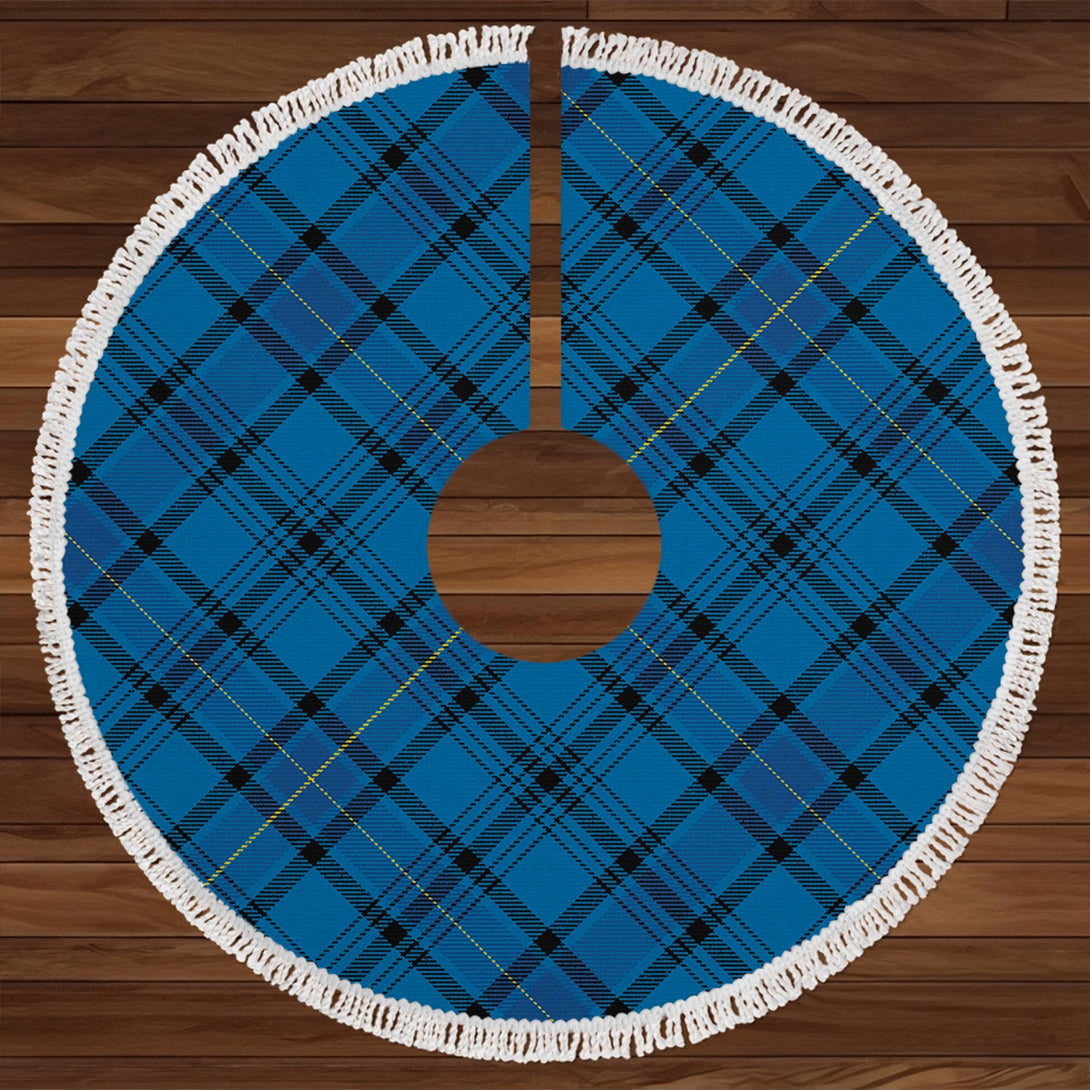 Haney Blue Modern Clan Badge Tartan Christmas Tree Skirt