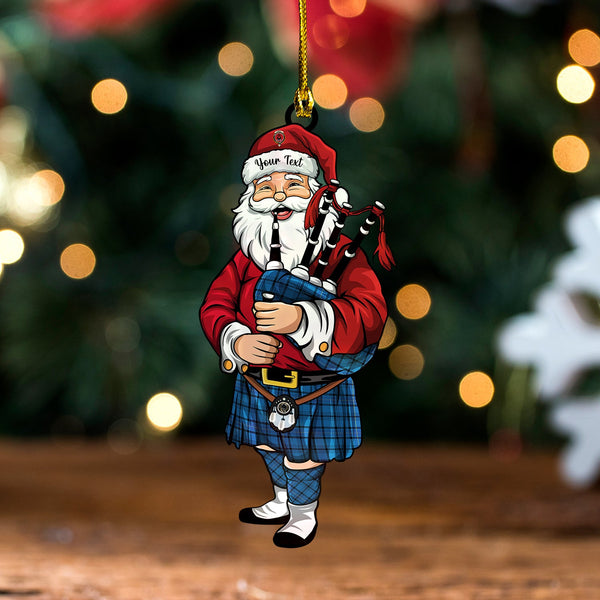 Haney Blue Modern Clan Badge Tartan Wood Acrylic Ornament Santa Personalized