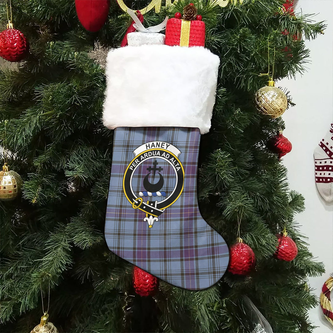 Haney Blue Weathered Clan Badge Tartan Christmas Stocking