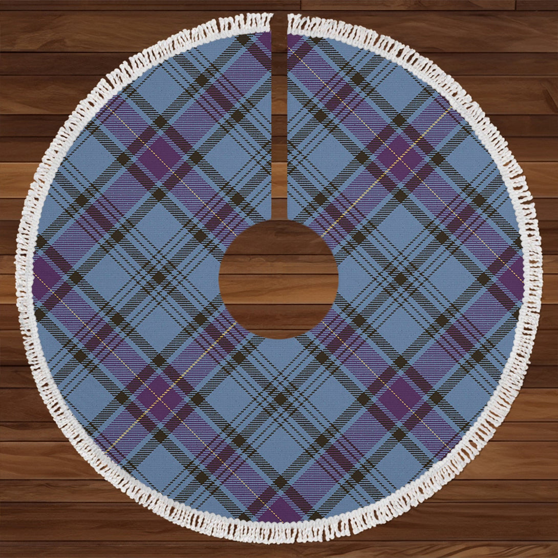 Haney Blue Weathered Clan Badge Tartan Christmas Tree Skirt