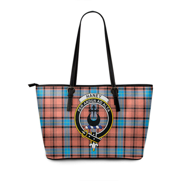 Haney Dress Modern Clan Badge Tartan Leather Tote Bag