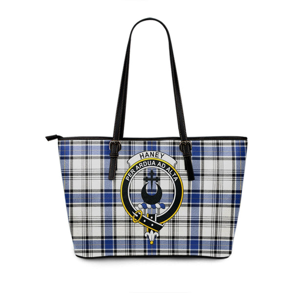 Haney Modern Clan Badge Tartan Leather Tote Bag