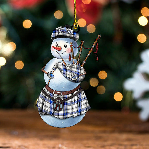 Haney Modern Clan Badge Tartan Wood Acrylic Ornament Snowman Bagpipe Personalized