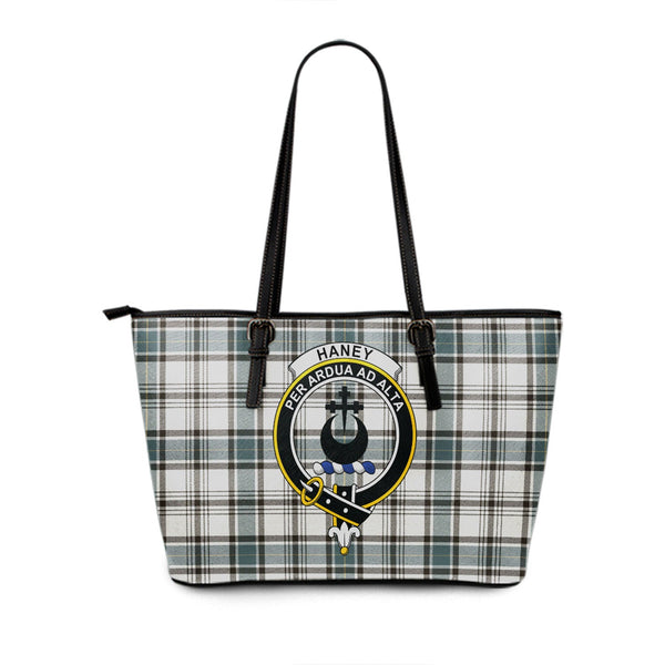 Haney Weathered Clan Badge Tartan Leather Tote Bag