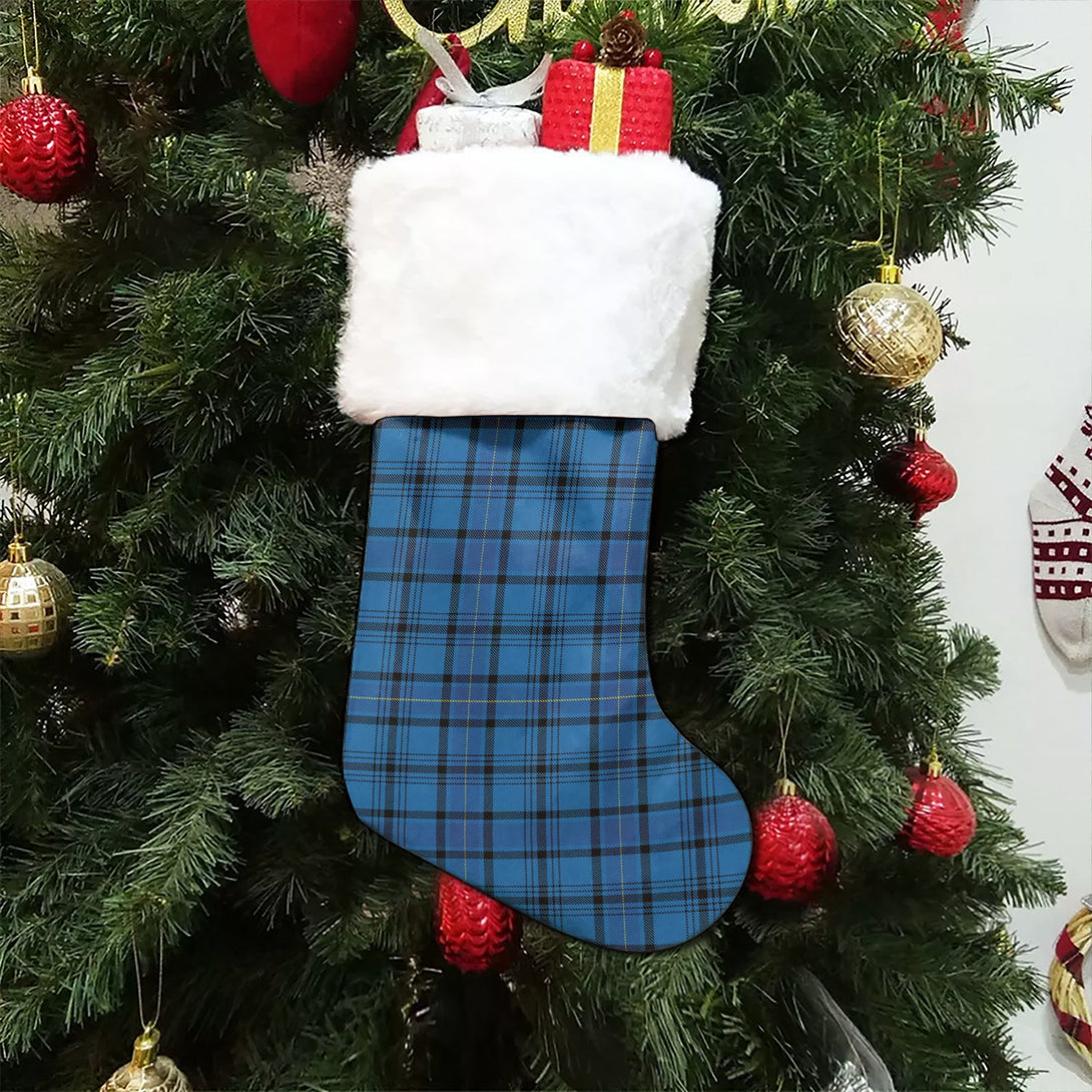 Hannay Blue (Haney Blue) Modern Tartan Christmas Stocking