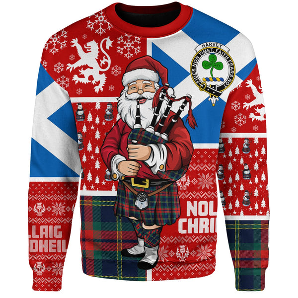 Harvey Modern Clan Badge Tartan Sweatshirt Scotland Christmas Santa