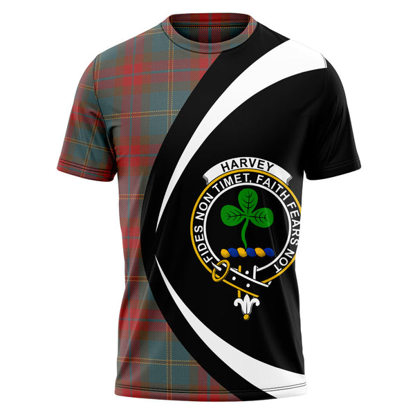 Harvey Weathered Clan Badge Tartan T-Shirt Circle Style Personalized