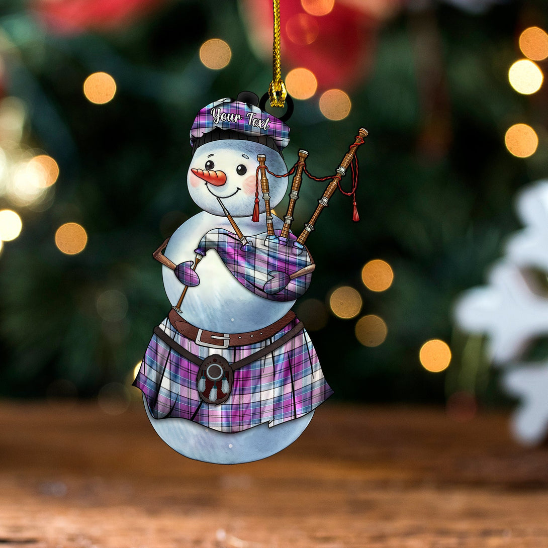 Hebridean Dress Arisaid Blue Ancient Tartan Wood Acrylic Ornament Snowman Bagpipe Personalized