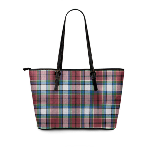 Hebridean Dress Arisaid Red Ancient Tartan Leather Tote Bag