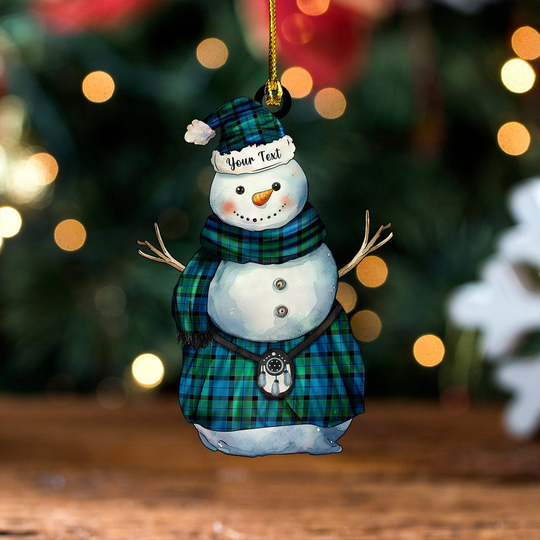 Hebridean Old District Ancient Tartan Wood Acrylic Ornament Snowman Warrior Personalized