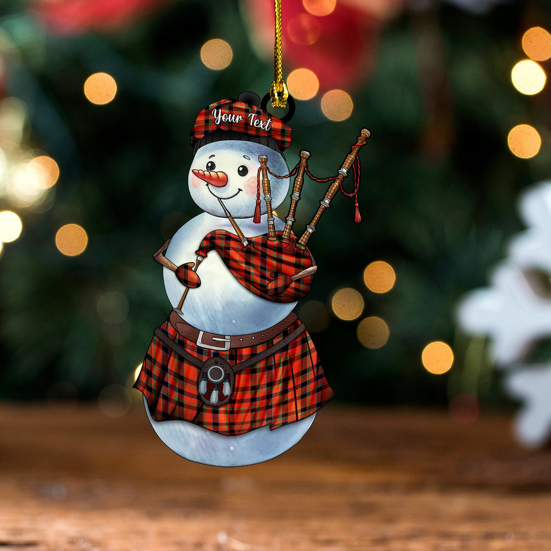 Hebrides 02 Ancient Tartan Wood Acrylic Ornament Snowman Bagpipe Personalized