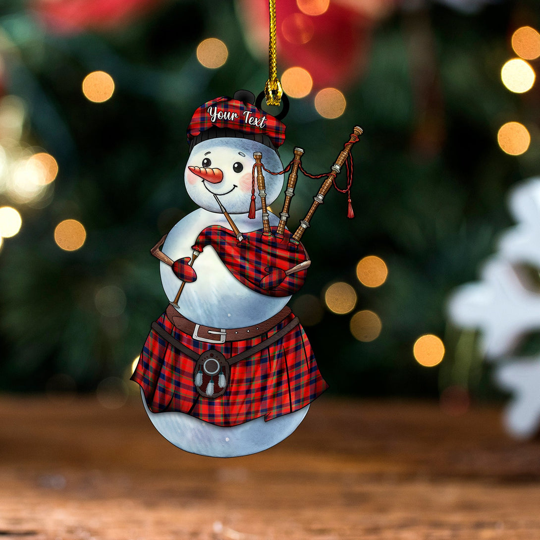 Hebrides 02 Modern Tartan Wood Acrylic Ornament Snowman Bagpipe Personalized