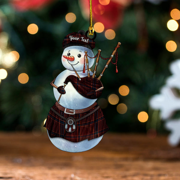 Hebrides 04 Tartan Wood Acrylic Ornament Snowman Bagpipe Personalized