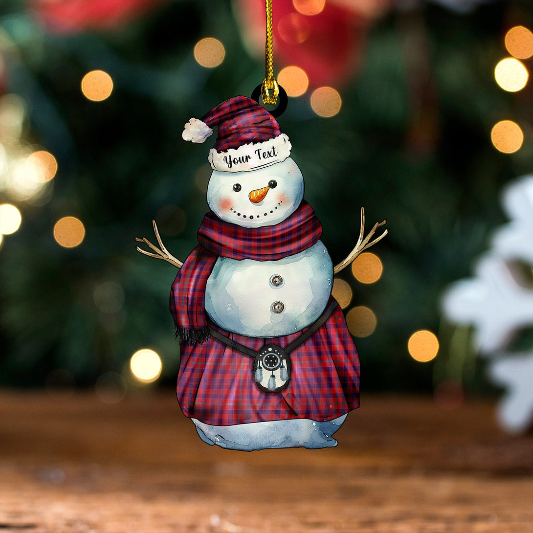 Hebrides 05 Weathered Tartan Wood Acrylic Ornament Snowman Warrior Personalized