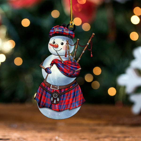 Hebrides 08 Modern Tartan Wood Acrylic Ornament Snowman Bagpipe Personalized