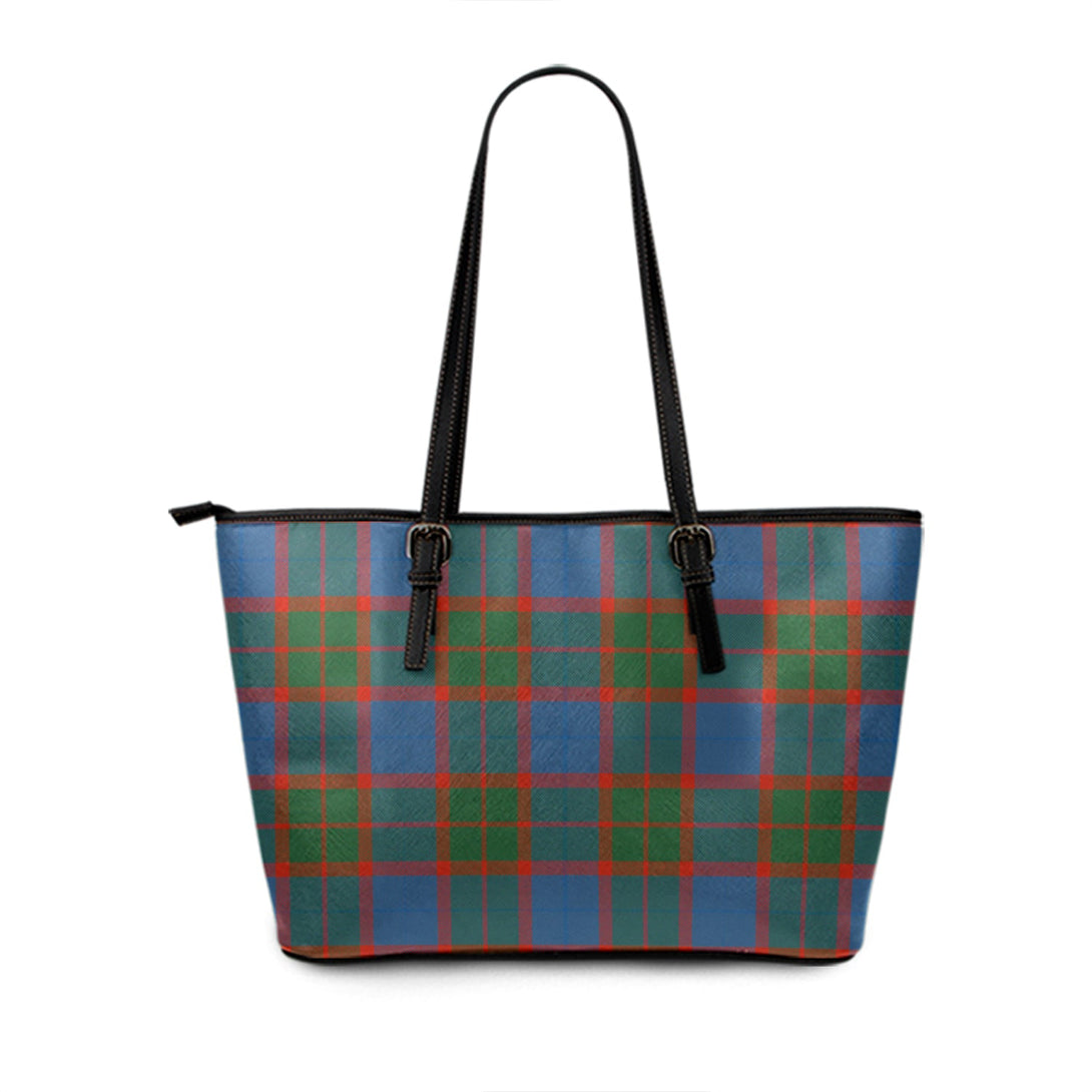 Hebrides 09 Ancient Tartan Leather Tote Bag