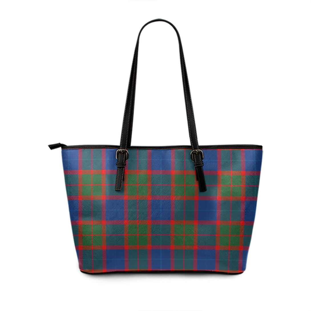 Hebrides 09 Modern Tartan Leather Tote Bag