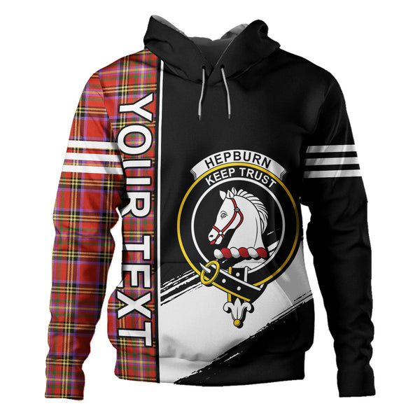 Hepburn Ancient Clan Badge Tartan Hoodie Quarter Style Personalized