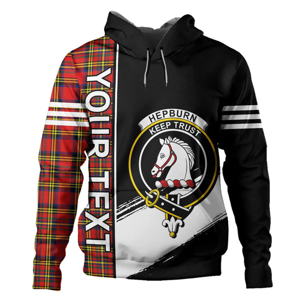 Hepburn Modern Clan Badge Tartan Hoodie Quarter Style Personalized