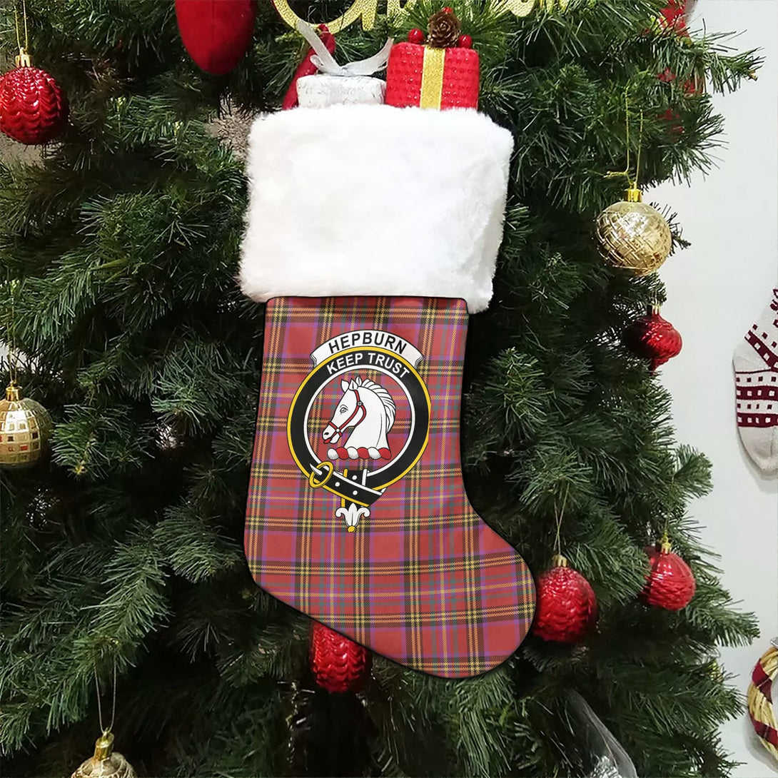 Hepburn Weathered Clan Badge Tartan Christmas Stocking