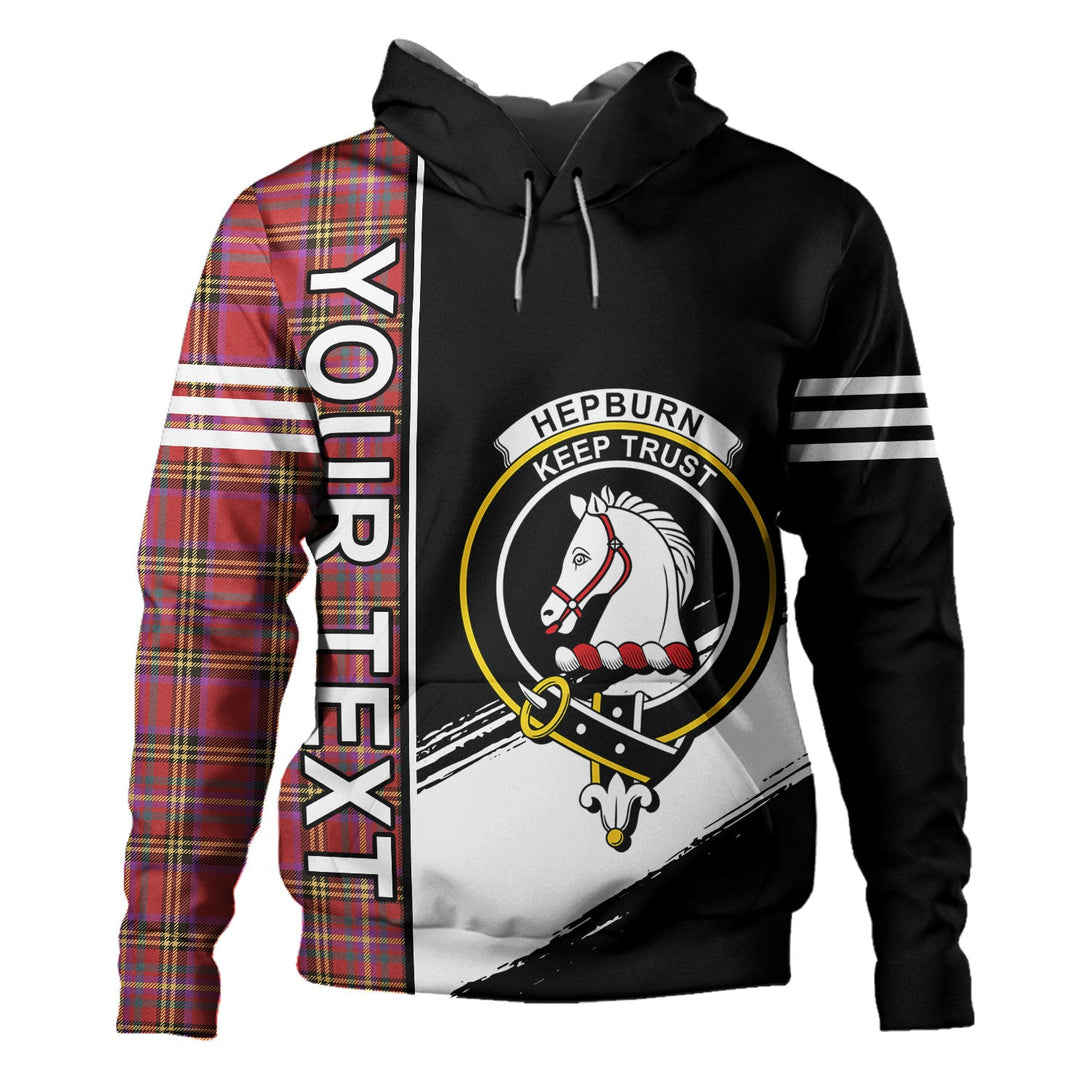 Hepburn Weathered Clan Badge Tartan Hoodie Quarter Style Personalized