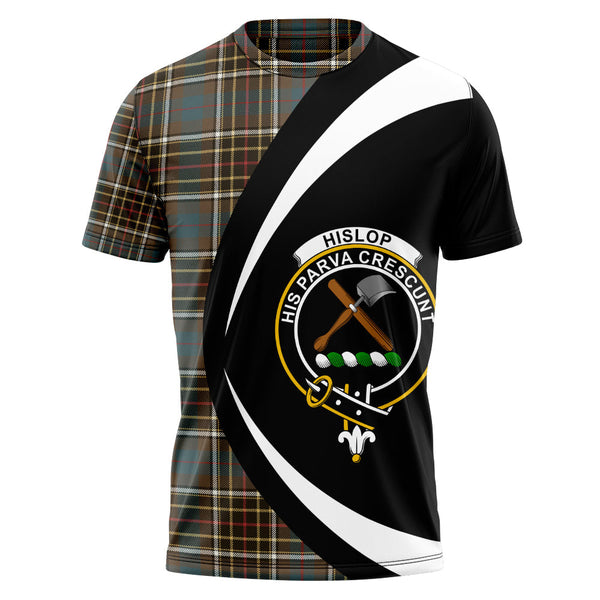 Hislop #2 Weathered Clan Badge Tartan T-Shirt Circle Style Personalized