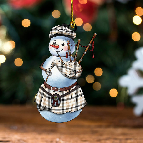 Hogg Weathered Clan Badge Tartan Wood Acrylic Ornament Snowman Bagpipe Personalized