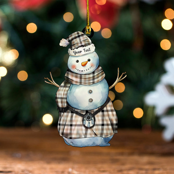 Hogg Weathered Tartan Wood Acrylic Ornament Snowman Warrior Personalized