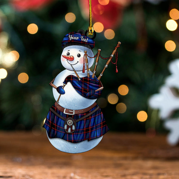 Home Modern Clan Badge Tartan Wood Acrylic Ornament Snowman Bagpipe Personalized