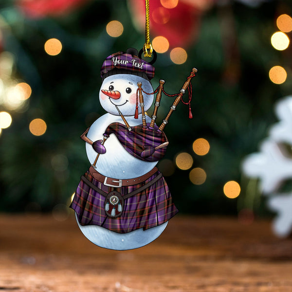 Home Weathered Clan Badge Tartan Wood Acrylic Ornament Snowman Bagpipe Personalized