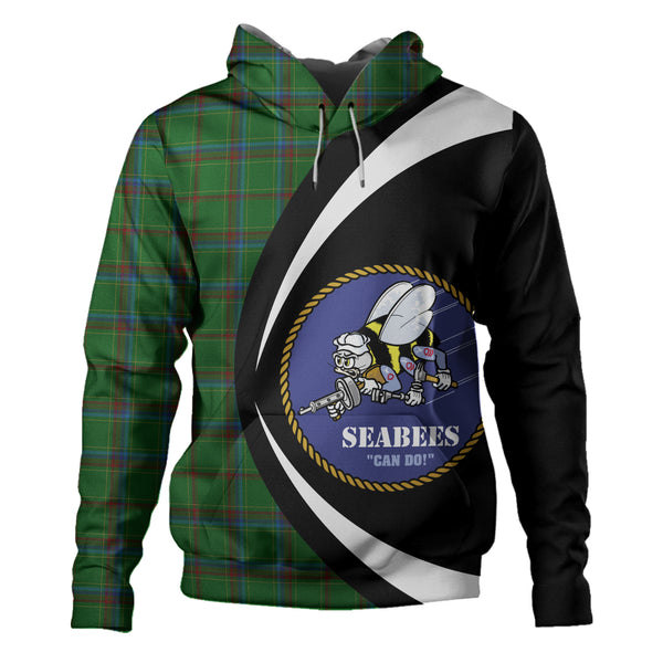 US Navy Seabees Tartan Hoodie Circle Style Personalized